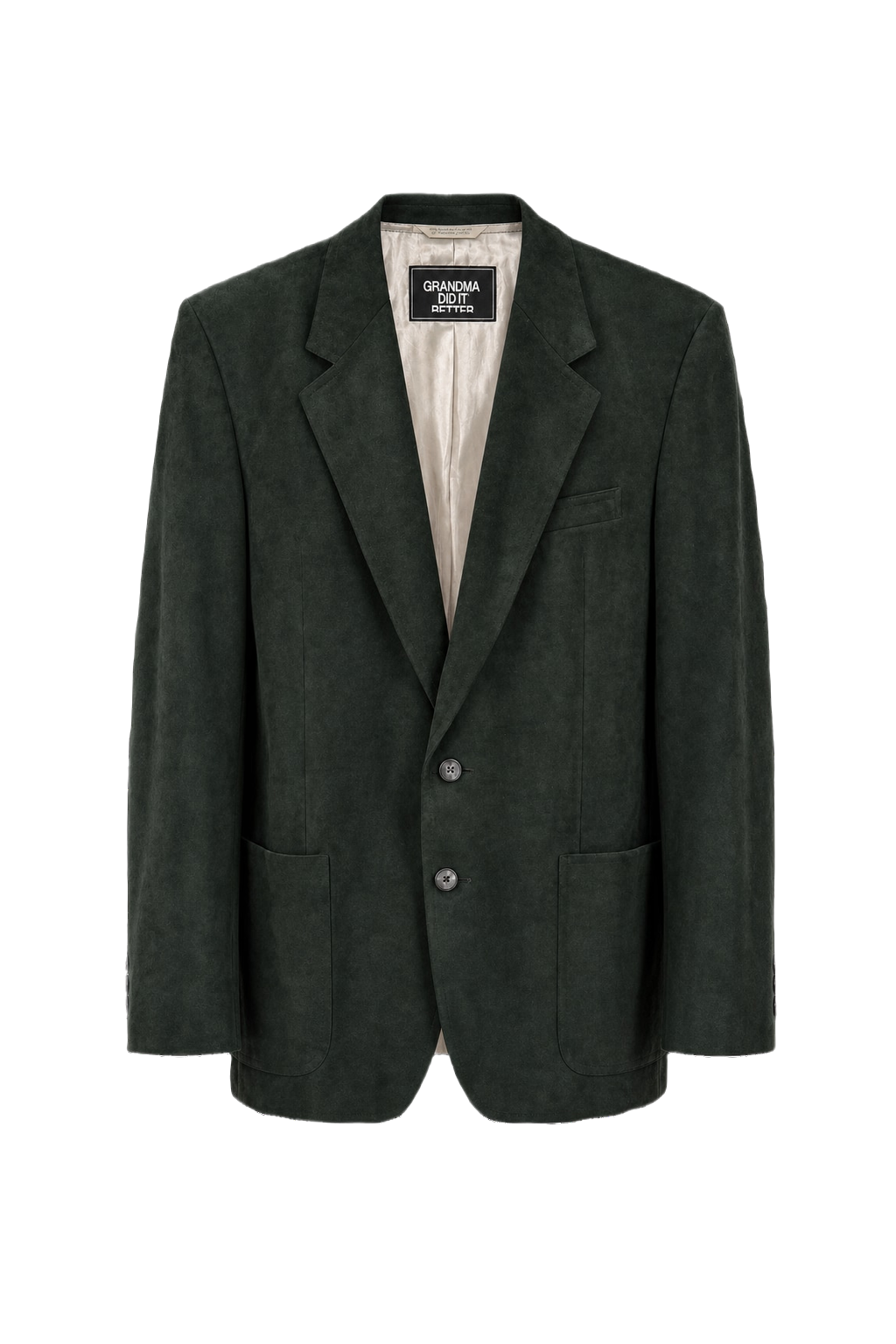 1980s Dark Green Suede Blazer - Front View