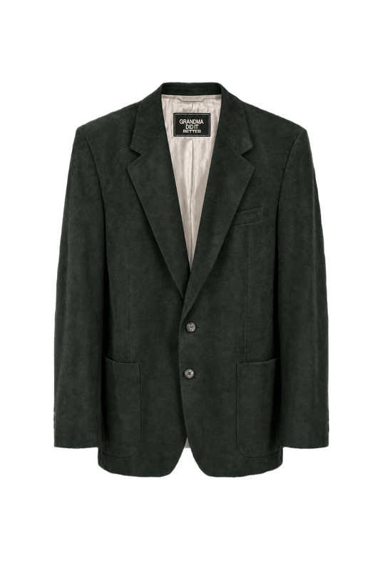 1980s Dark Green Suede Blazer - Front View