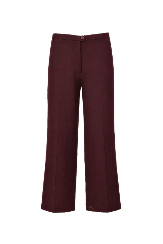 1970s Deep Burgundy Wool Trousers - Front View