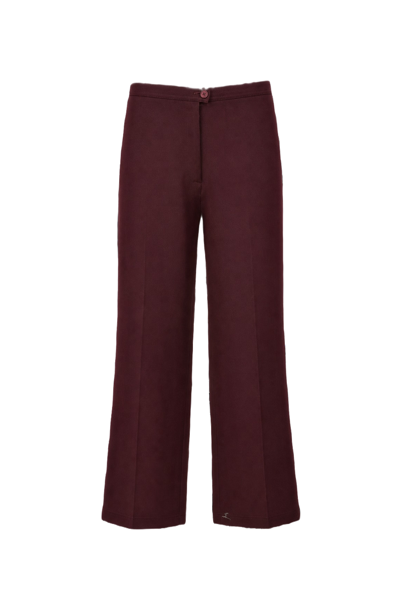 1970s Deep Burgundy Wool Trousers - Front View
