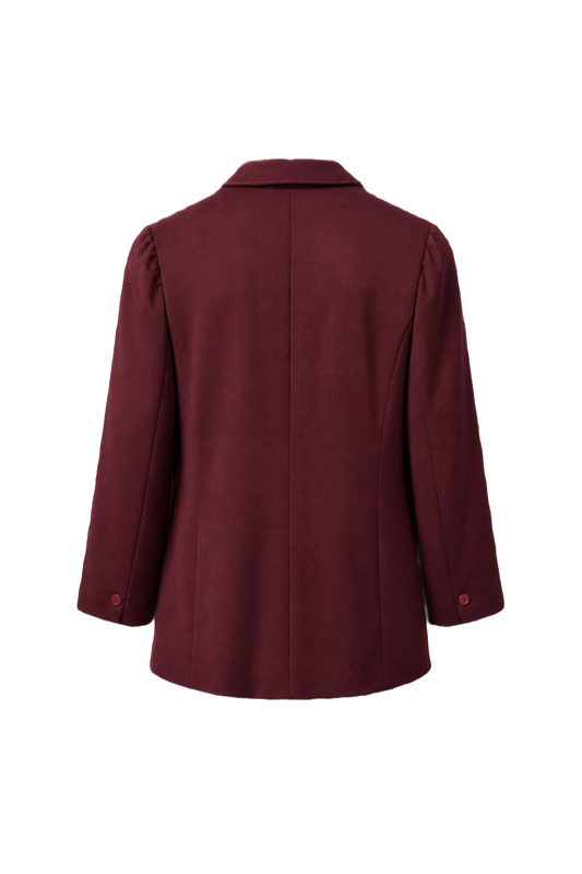 1970s Burgundy Wool Blend Blazer - Front View