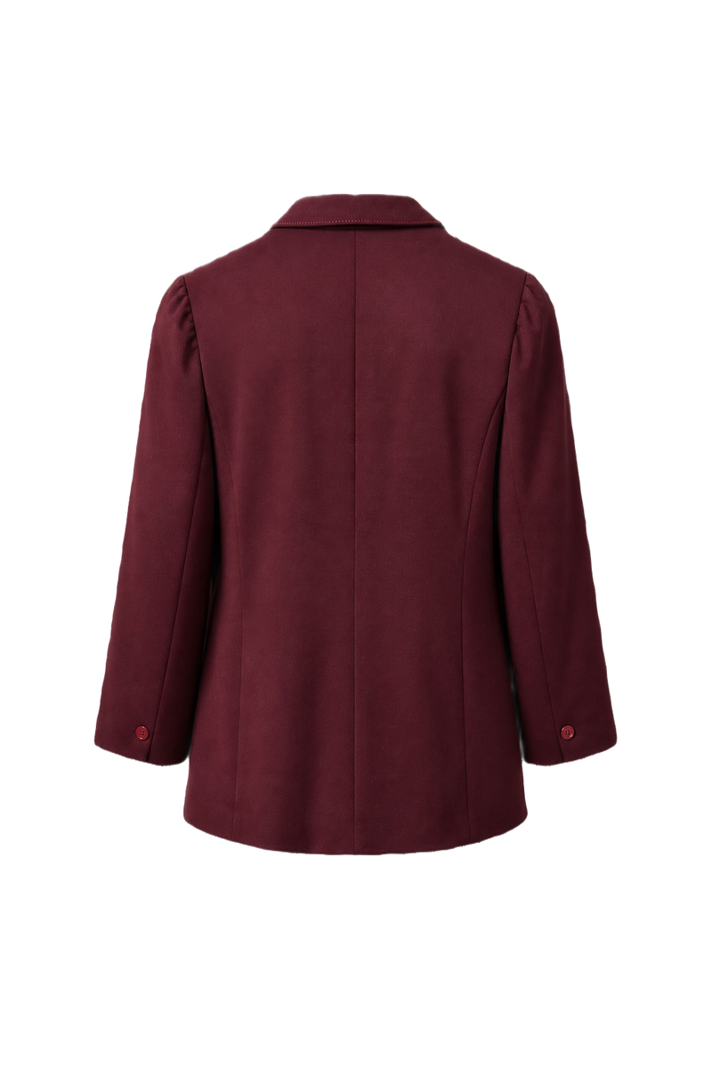 1970s Burgundy Wool Blend Blazer - Front View