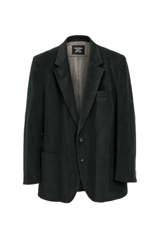 1980s Dark Green Velvet Blazer - Front View