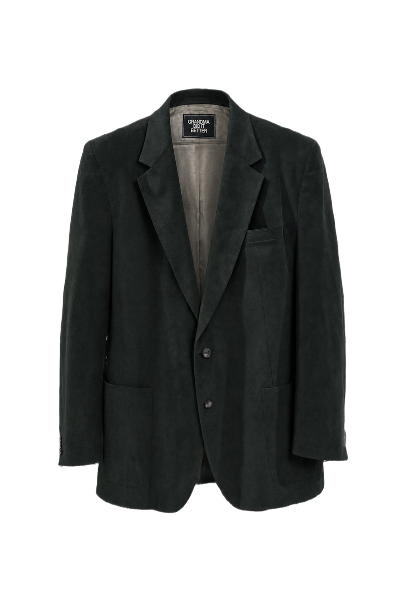 1980s Dark Green Velvet Blazer - Front View