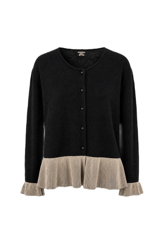 1990s Black Wool Blend Cardigan - Front View
