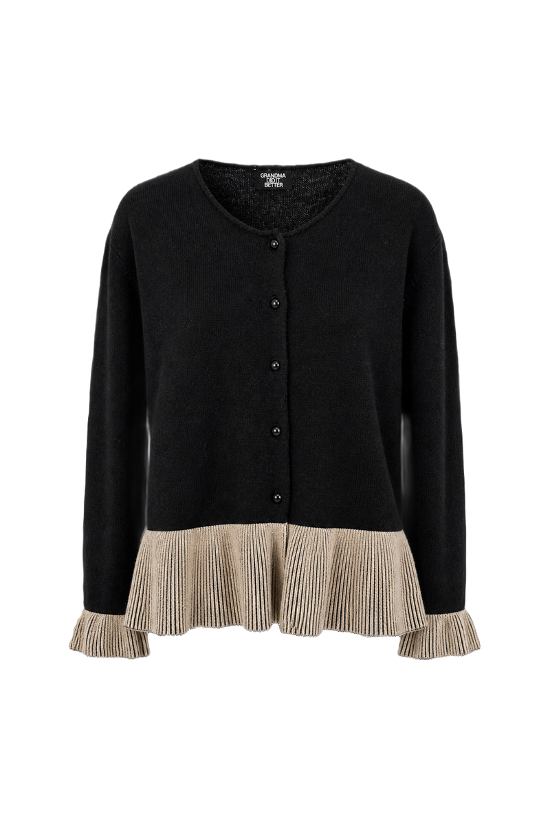 1990s Black Wool Blend Cardigan - Front View