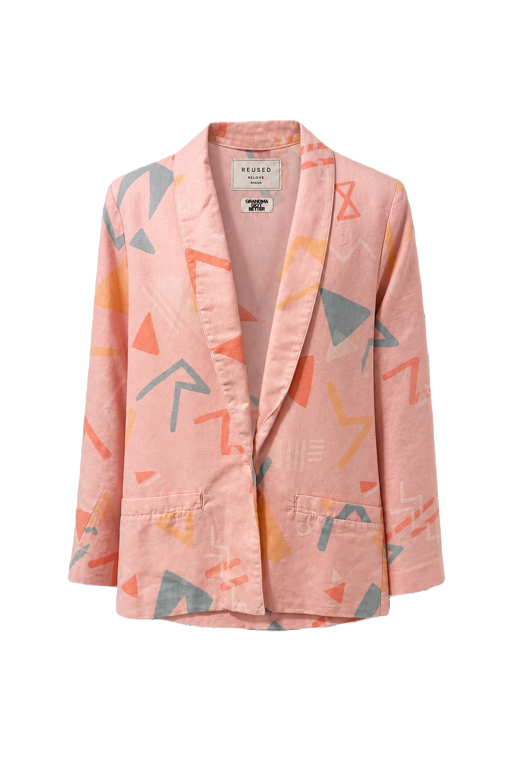 1980s Pink Cotton Blend Blazer - Front View