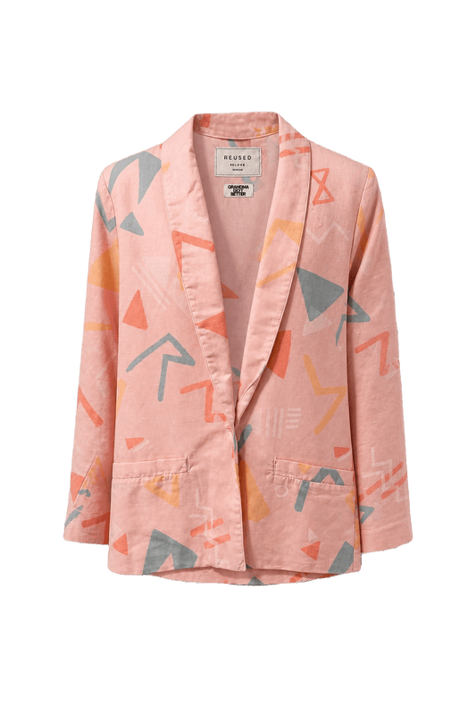 1980s Pink Cotton Blend Blazer - Front View