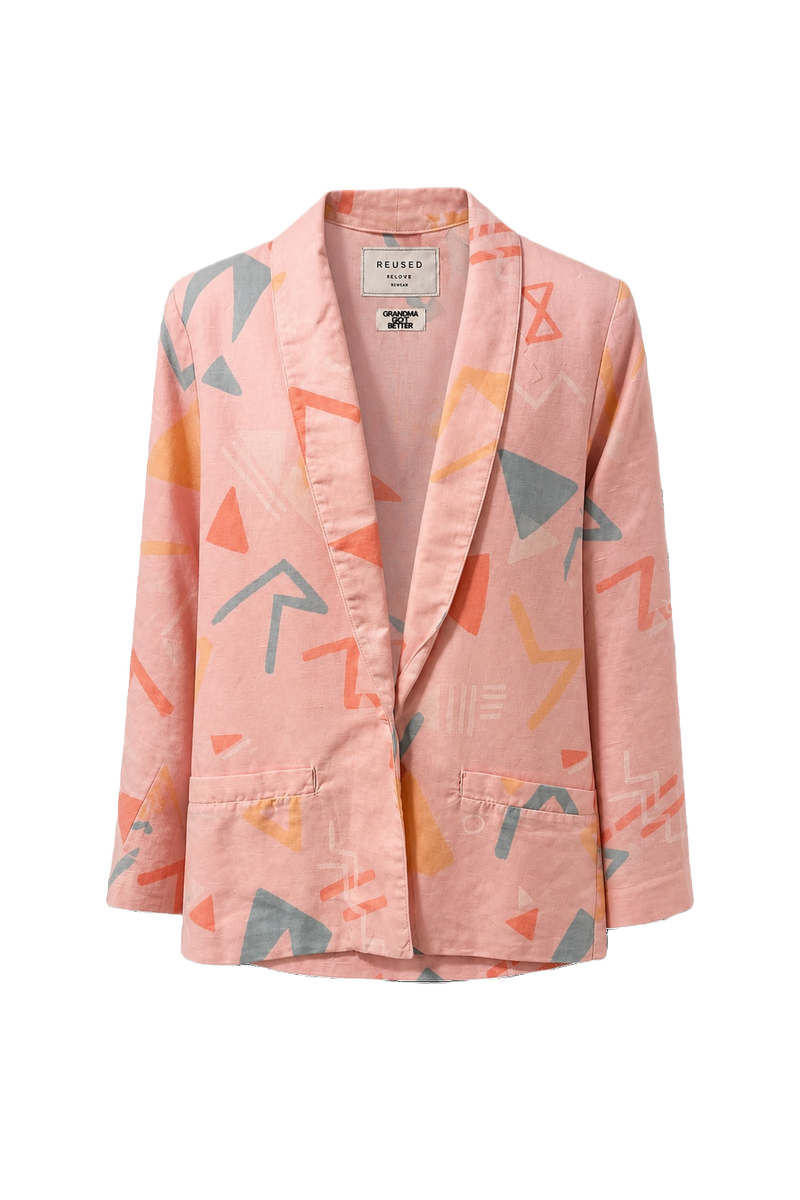 1980s Pink Cotton Blend Blazer - Front View
