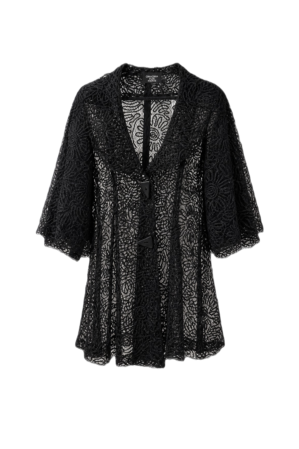 1990s Black Lace Cape - Front View