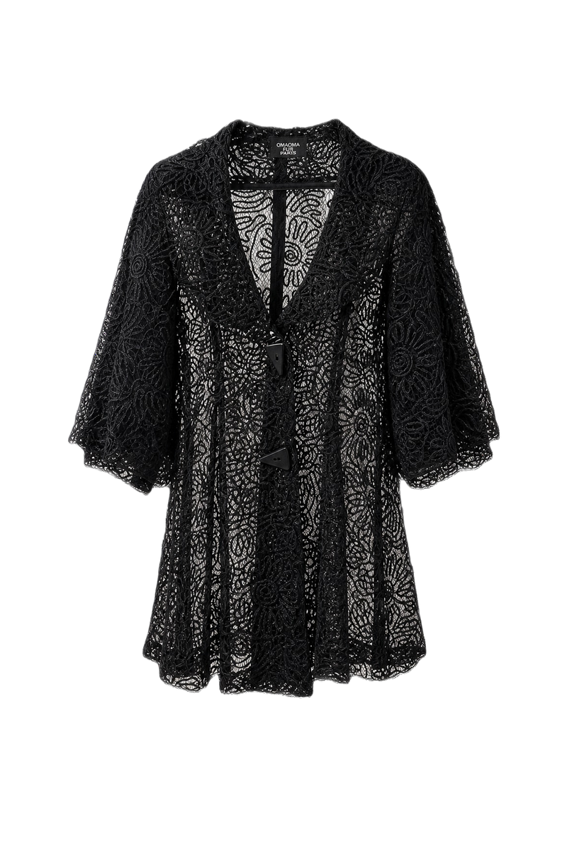 1990s Black Lace Cape - Front View