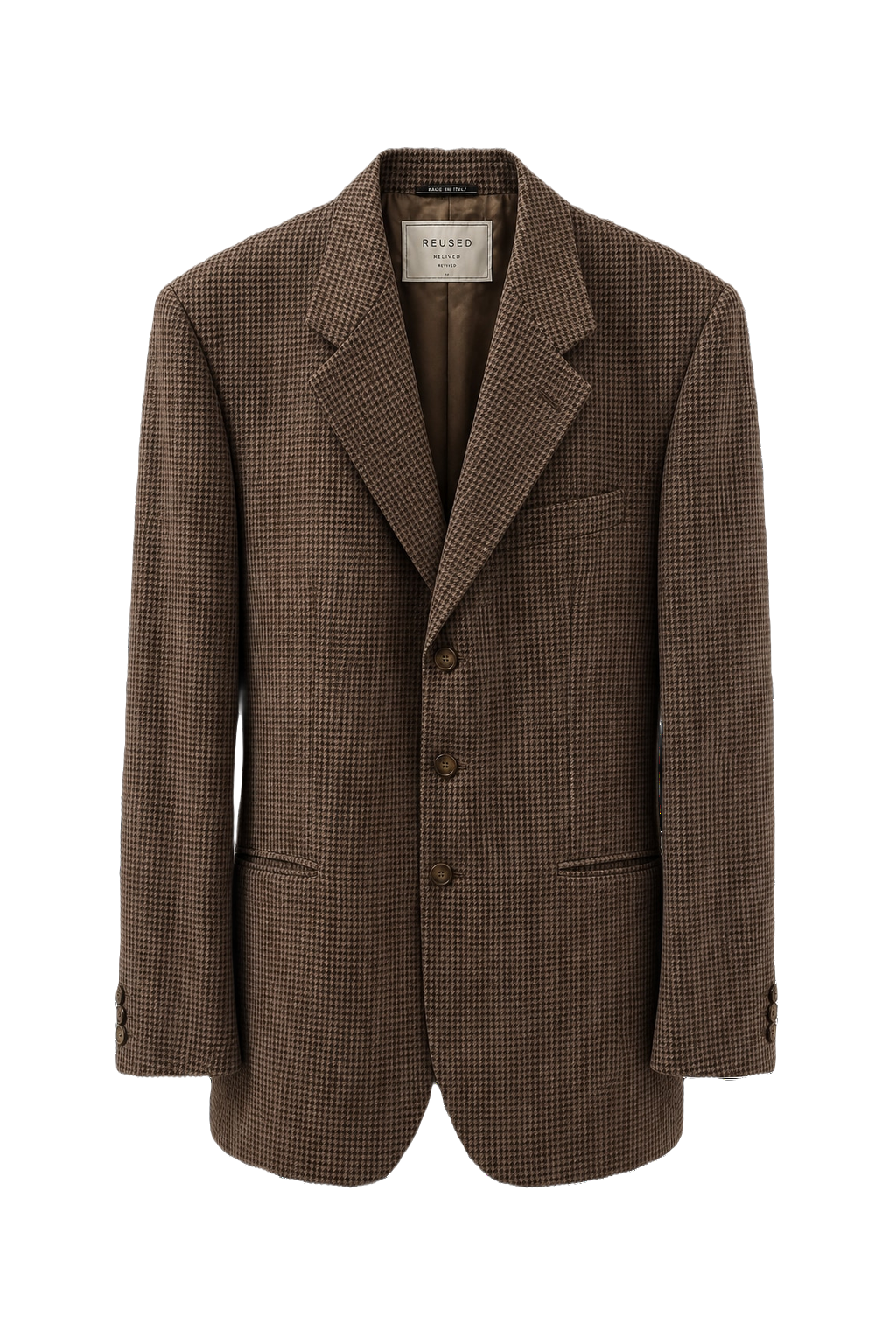 1990s Brown Wool Blend Blazer - Front View