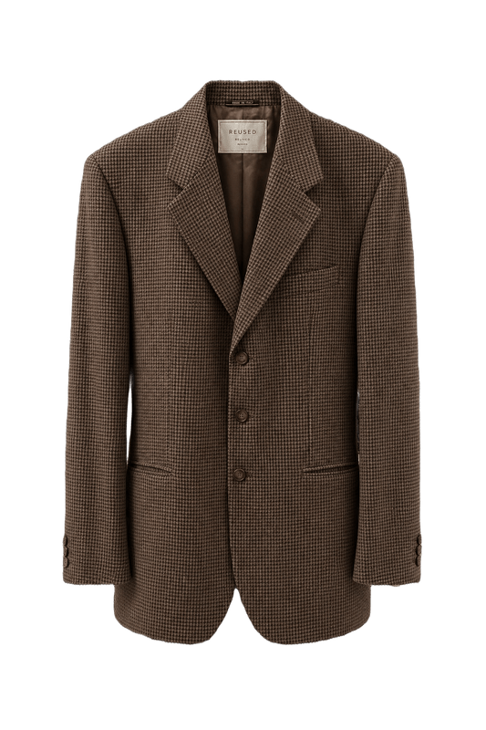 1990s Brown Wool Blend Blazer - Front View