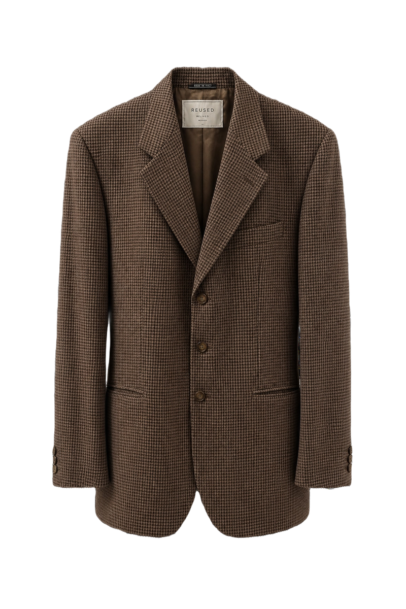 1990s Brown Wool Blend Blazer - Front View