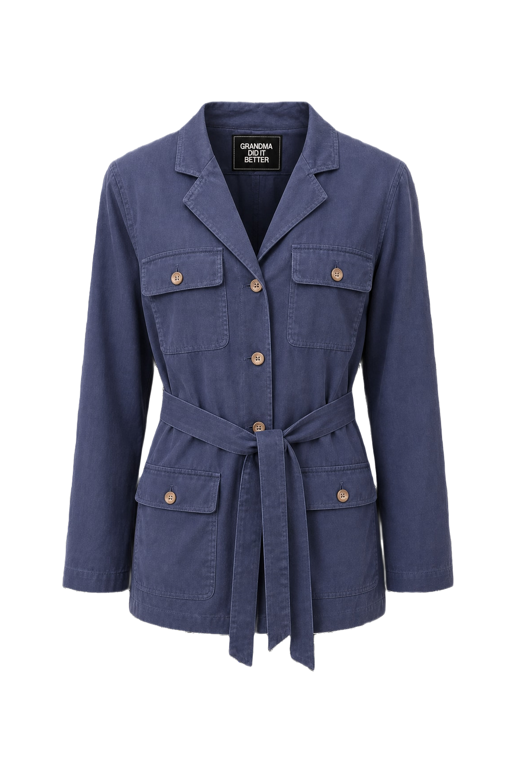 1980s Blue Cotton Blend Jacket - Front View