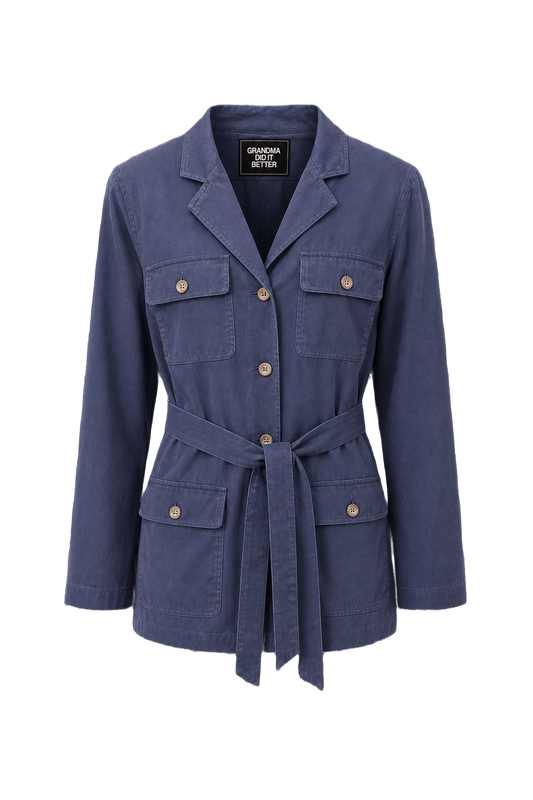 1980s Blue Cotton Blend Jacket - Front View