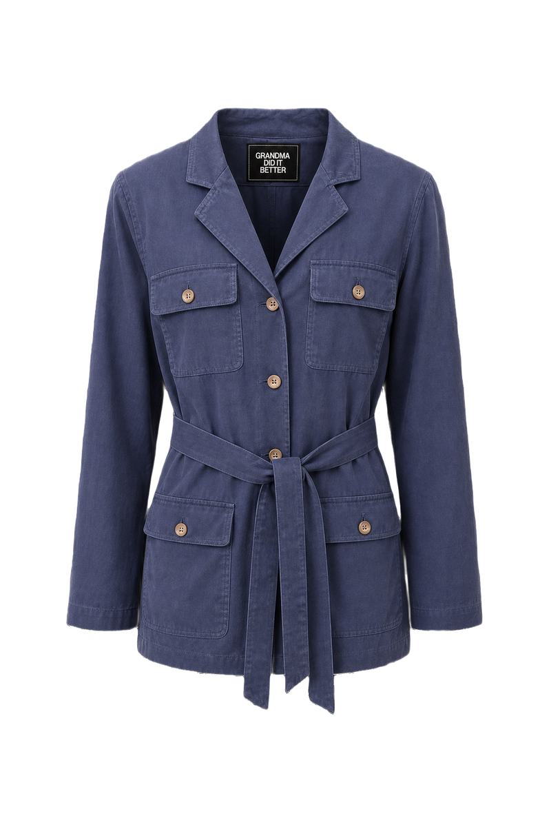 1980s Blue Cotton Blend Jacket - Front View