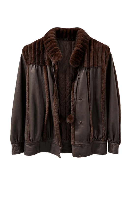 1980s Brown Leather Jacket - Front View