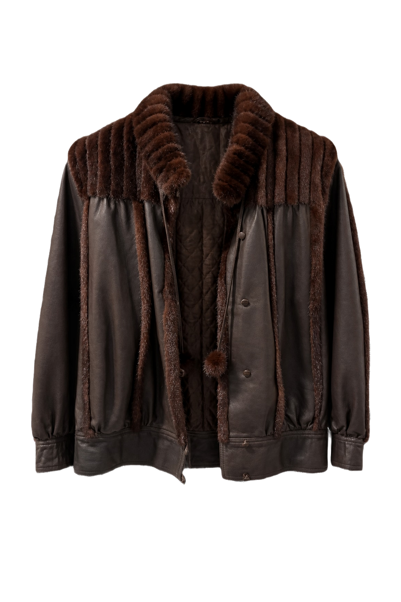 1980s Brown Leather Jacket - Front View