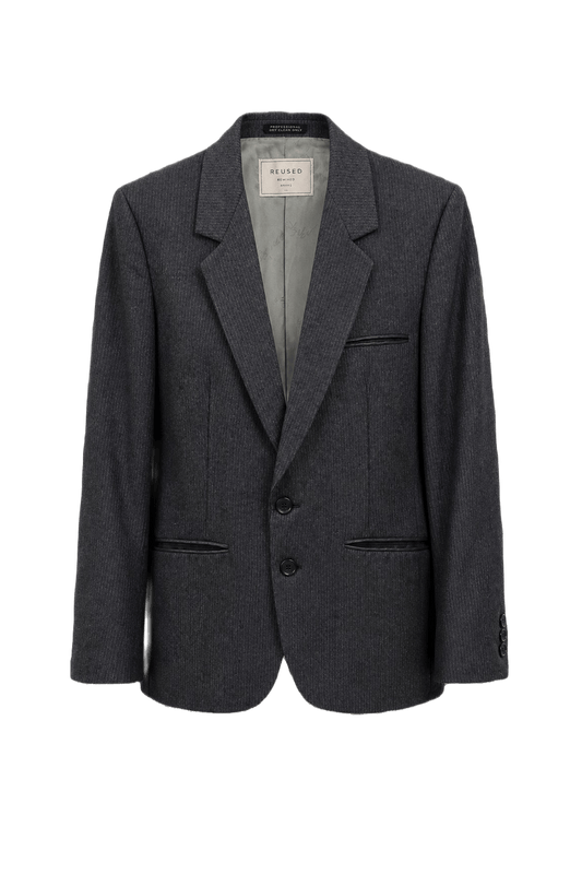 1990s Dark Gray Wool Blend Blazer - Front View
