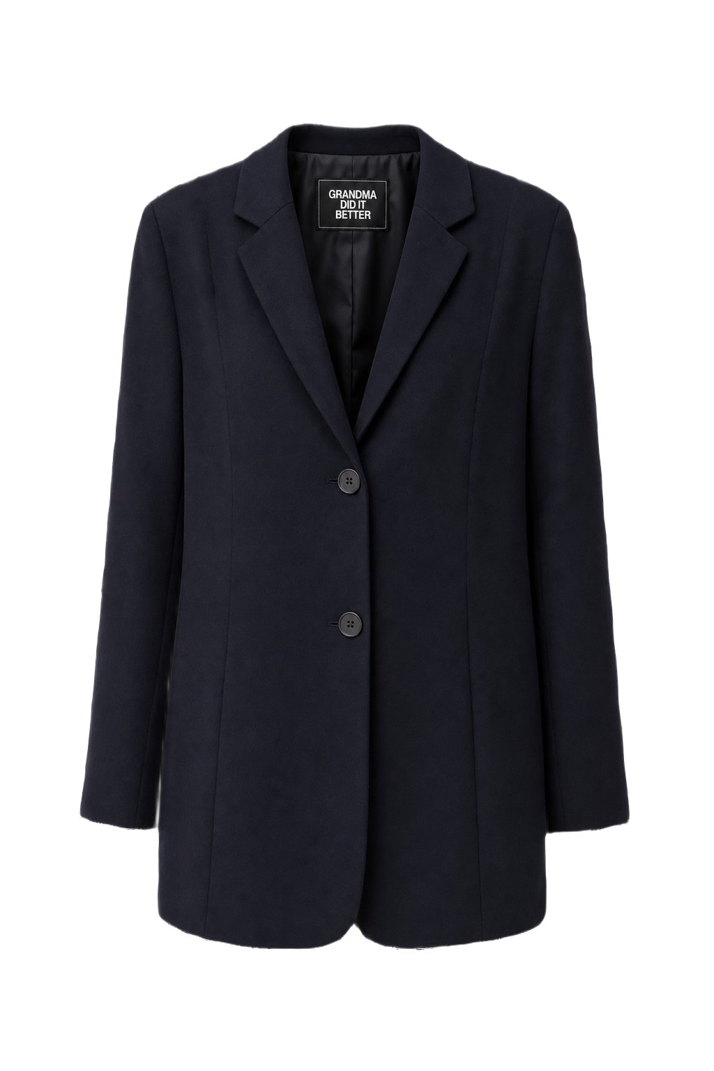 1990s Navy Blue Wool Blend Blazer - Front View