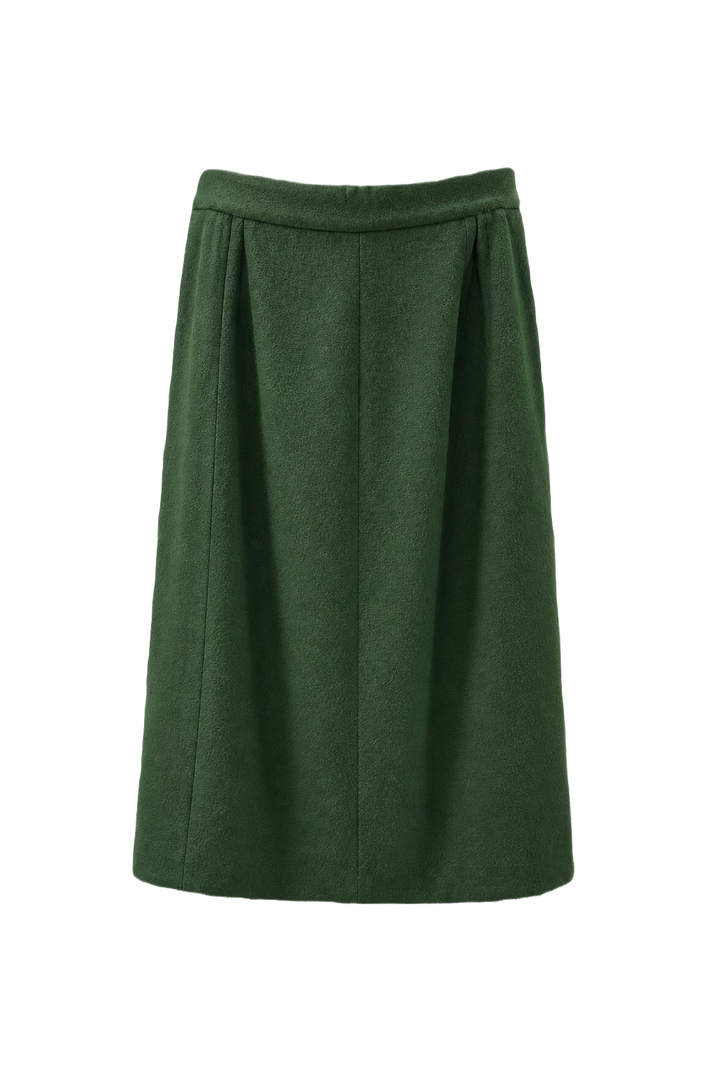 1970s Green Wool Midi Skirt - Front View