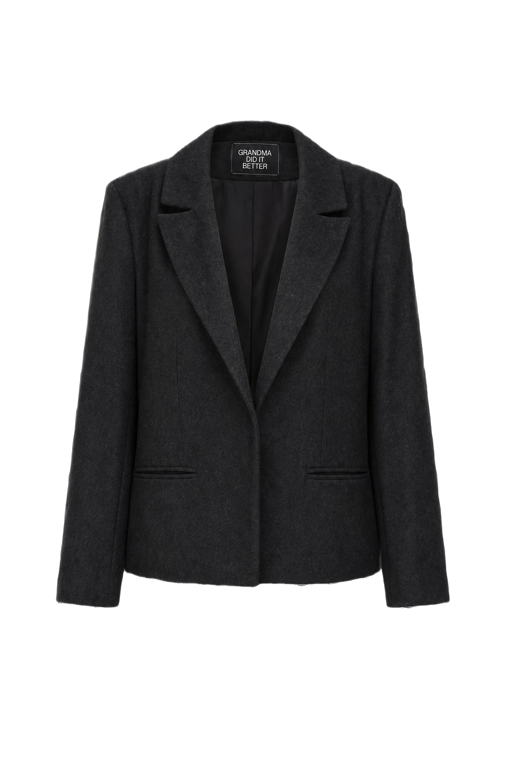 1990s Charcoal Grey Wool Blend Blazer - Front View