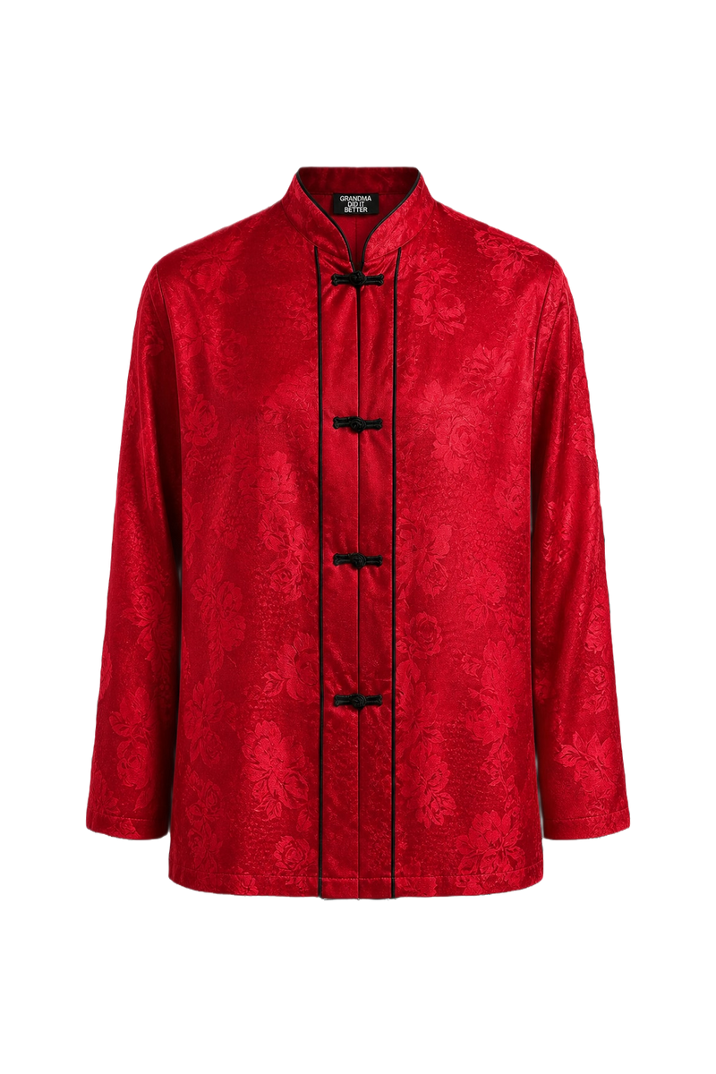 1990s Red Satin Shirt - Front View