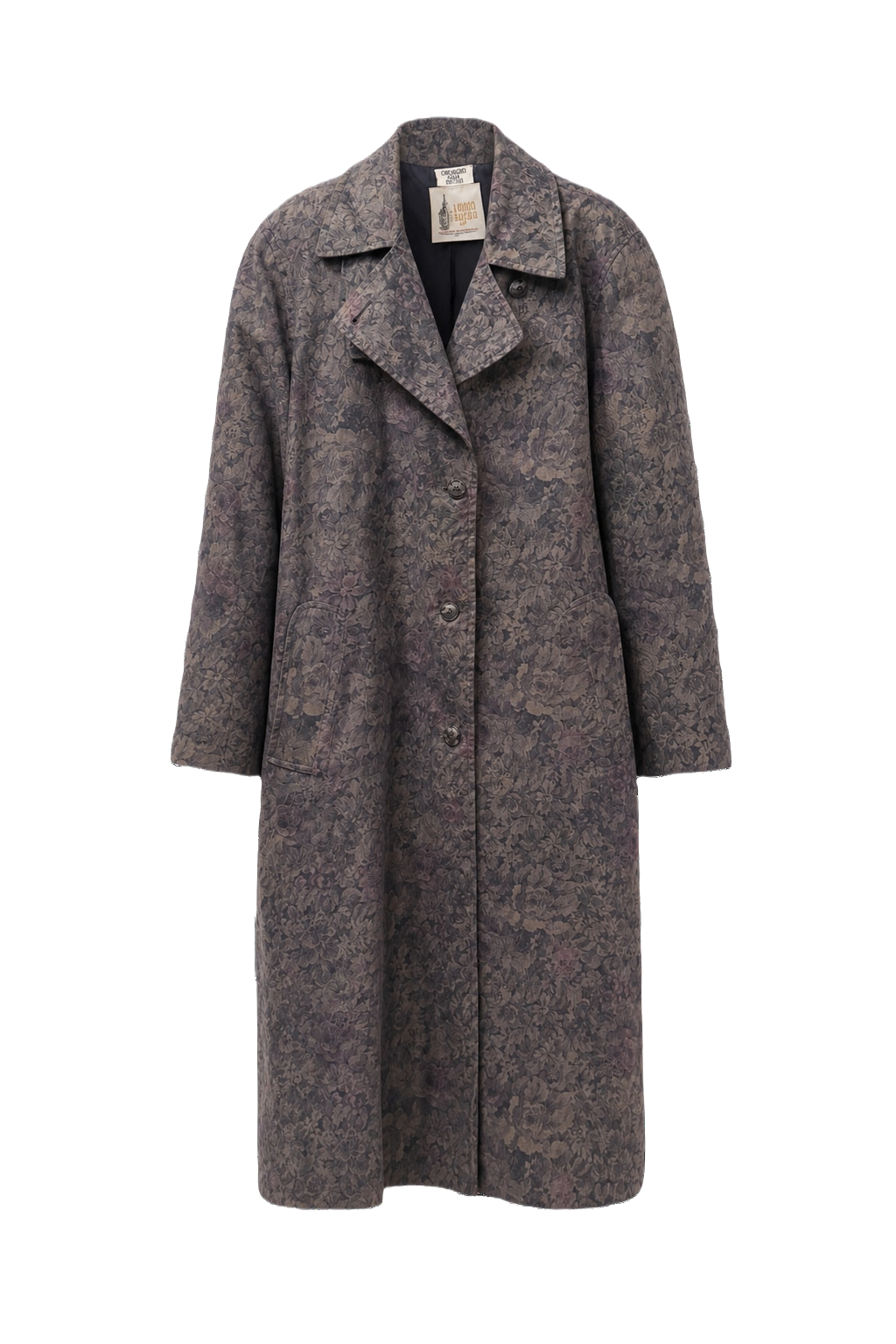 1980s Greyish Purple Wool Blend Coat - Front View