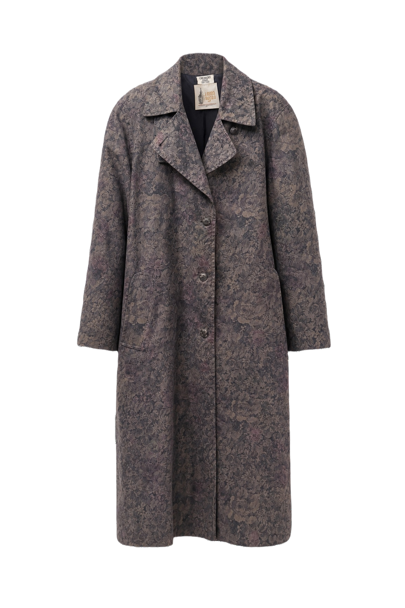 1980s Greyish Purple Wool Blend Coat - Front View
