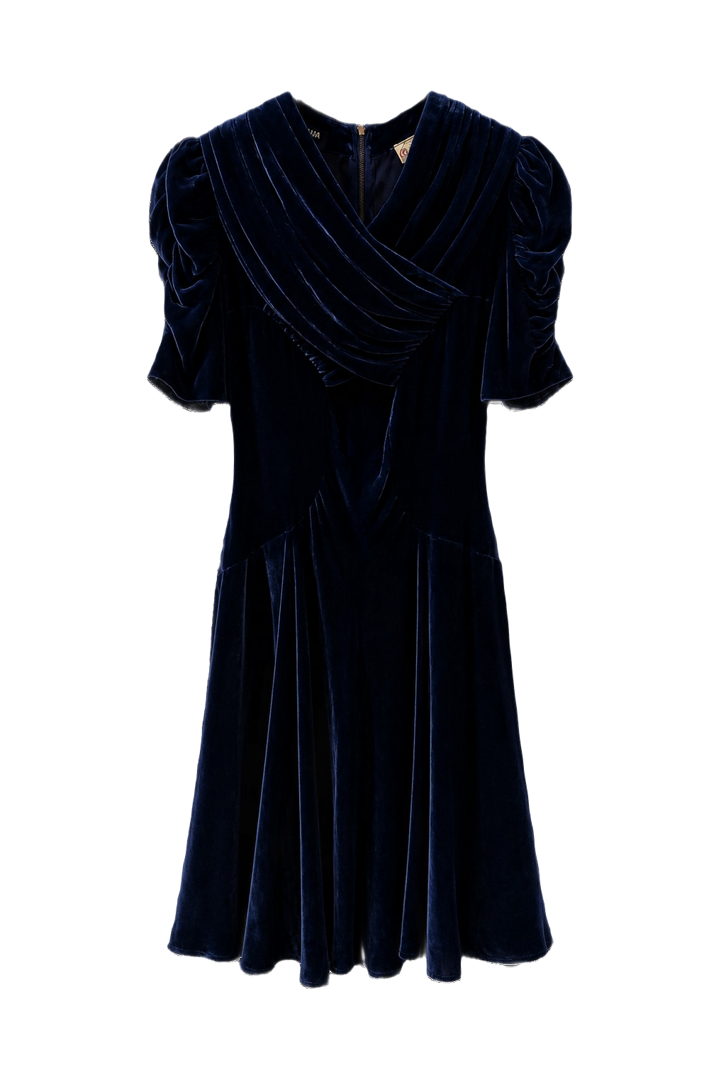 1950s Navy Blue Velvet Dress - Front View