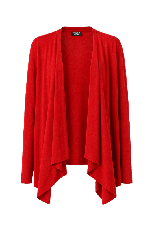 1990s Red Knit Cardigan - Front View