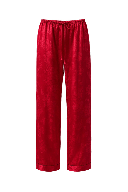 1990s Red Satin Pants - Front View