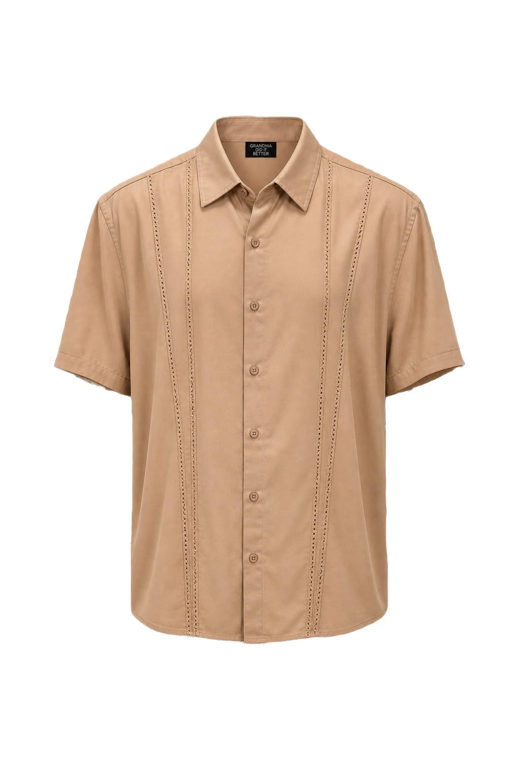 1980s Beige Cotton Blend Shirt - Front View