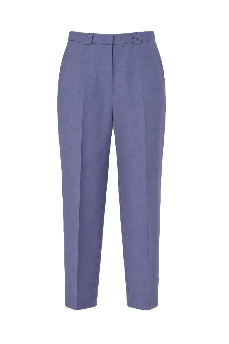 1970s Periwinkle Blue Wool Blend Trousers - Front View