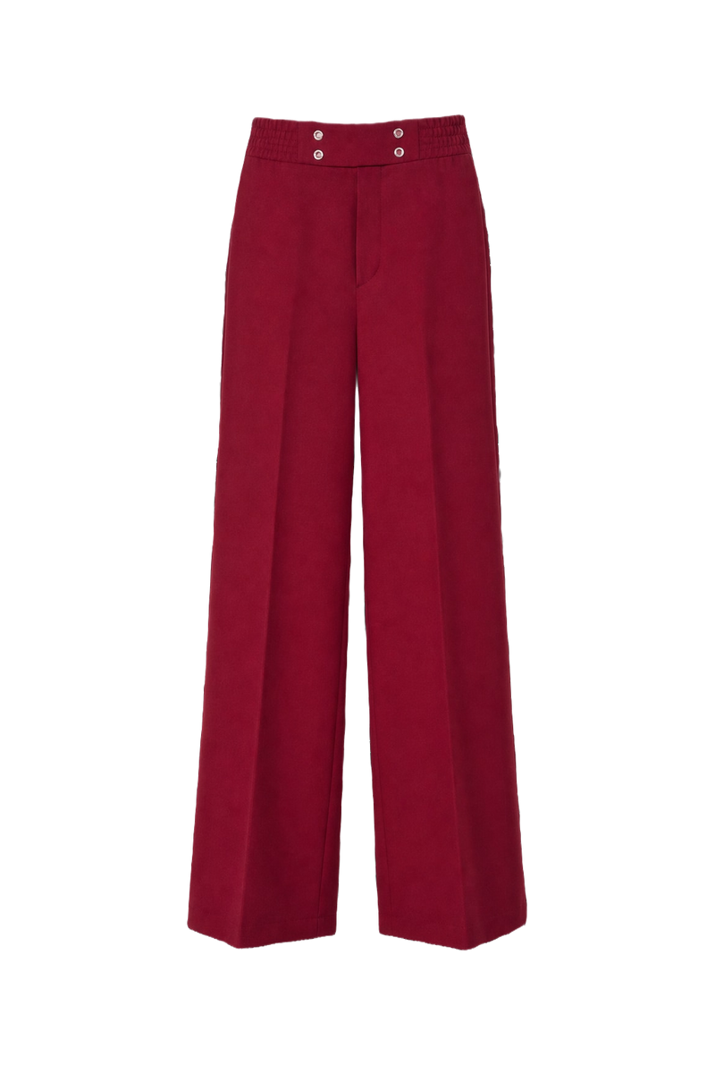 1970s Burgundy Polyester Pants - Front View