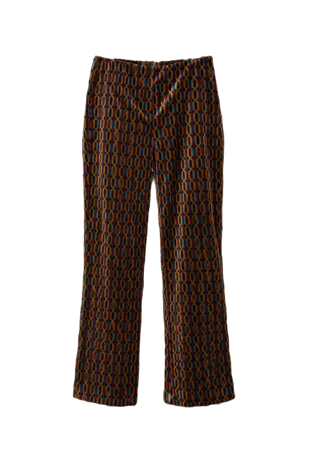 1970s Multi-Color Velour Pants - Front View