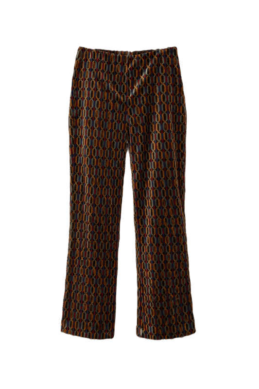 1970s Multi-Color Velour Pants - Front View
