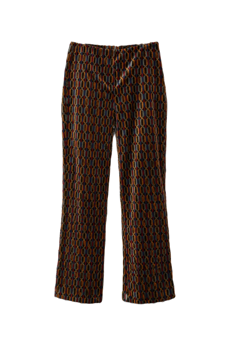 1970s Multi-Color Velour Pants - Front View