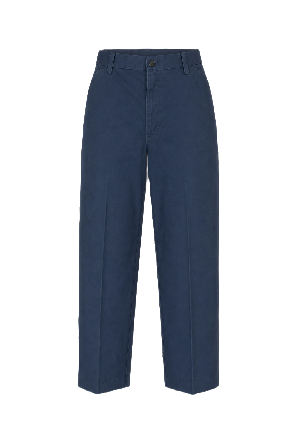 1970s Navy Blue Cotton Blend Pants - Front View