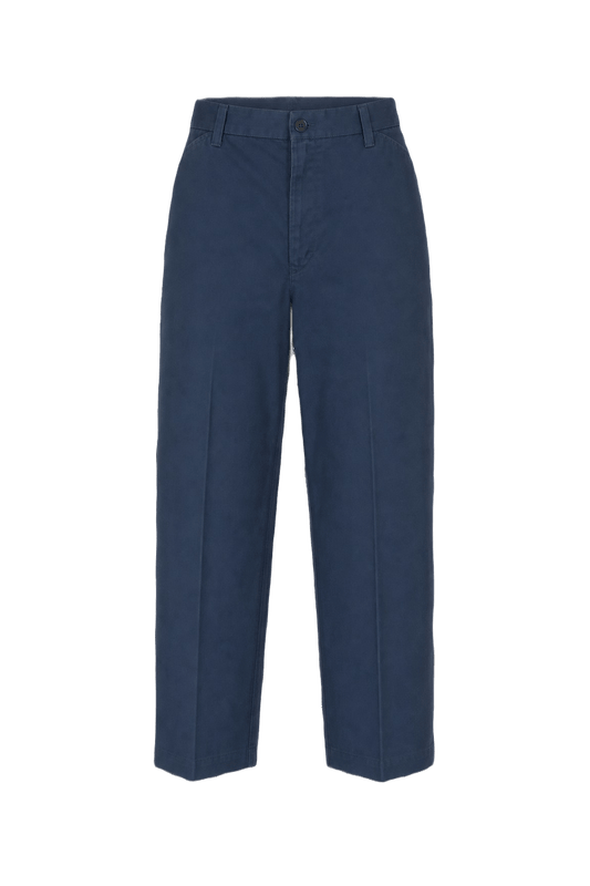 1970s Navy Blue Cotton Blend Pants - Front View