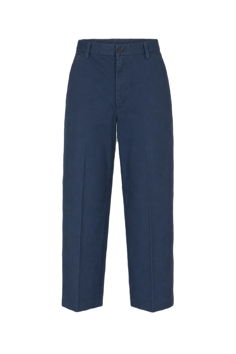 1970s Navy Blue Cotton Blend Pants - Front View