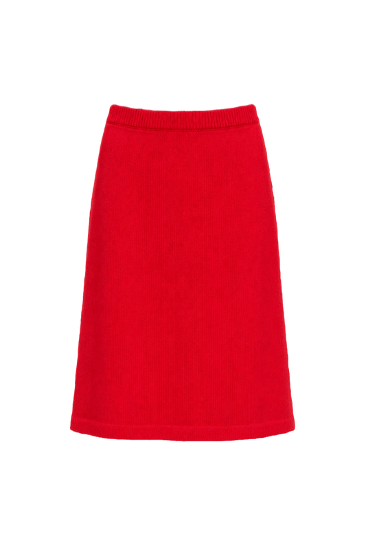 1980s Bright Red Acrylic Skirt - Front View