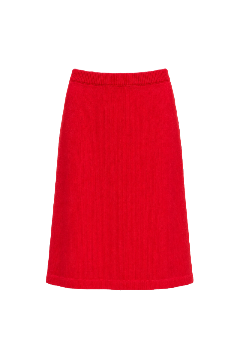 1980s Bright Red Acrylic Skirt - Front View