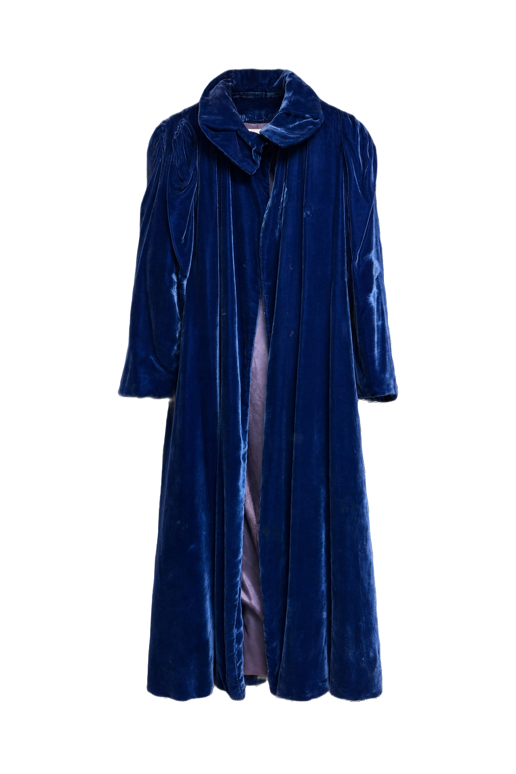 1950s Deep Blue Velvet Coat - Front View
