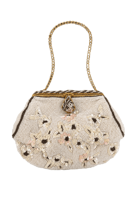 1930s Cream Beaded Bag - Front View