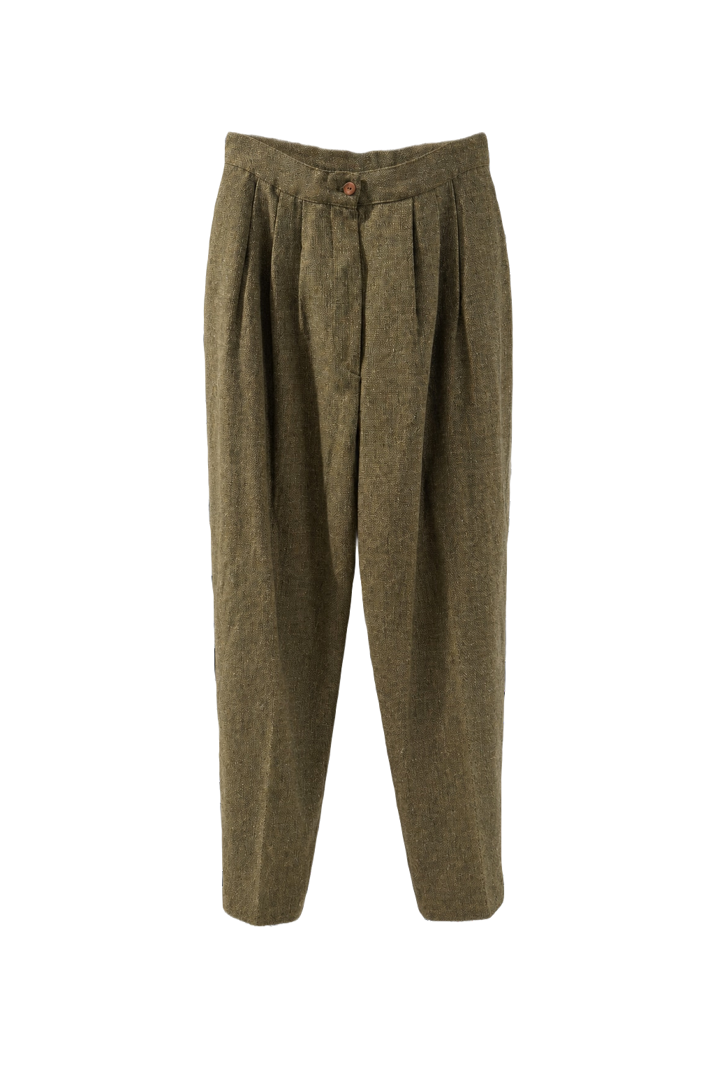 1960s Olive Green Wool Blend Trousers - Front View