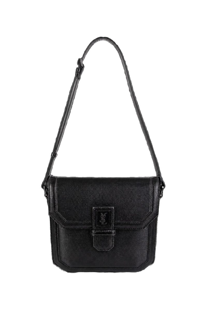 1980s Black Leather Bag - Front View