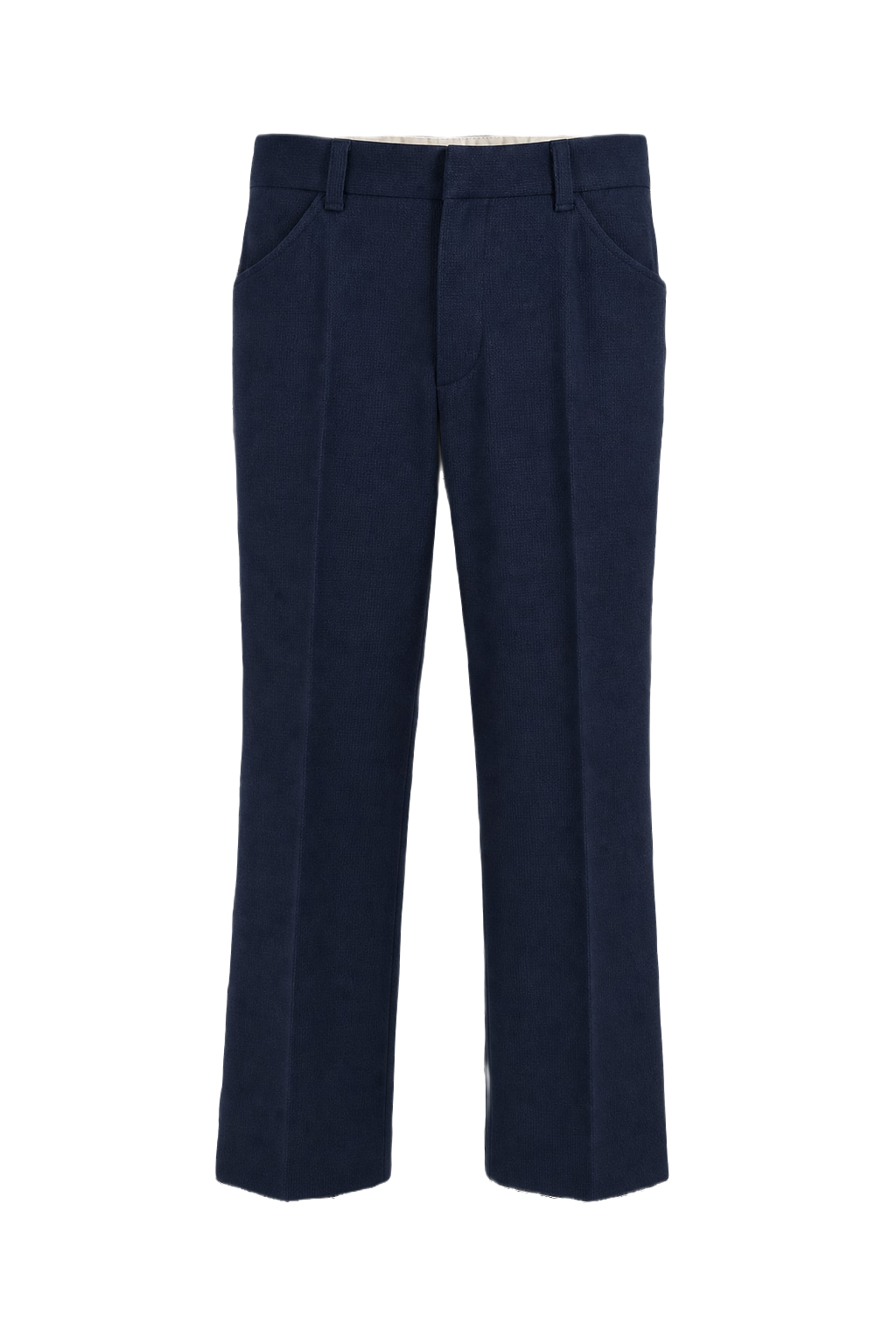 1970s Navy Wool Blend Trousers - Front View