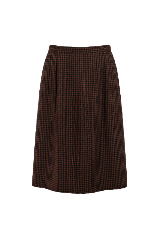 1990s Brown & Red Acrylic Skirt - Front View